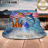 Maxcorners Fishing Beer American Flag Personalized Name 3D Bucket Hat (12 Fish Species)