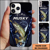 Maxcorners Dark Hexagon Water Splash Personalized Name Phone Case (13 Fish Species)