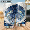 Maxcorners Fishing Tumbler White Blue Circular Water Ring Design Personalized Name Tumbler (13 Species)