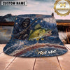 Maxcorners Fishing Dark Lightning Fishing Illustration with Dramatic Effect Personalized Name 3D Bucket Hat (13 Fish Species)