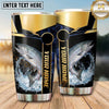Maxcorners Fishing Tumbler Black Gold Trophy Stripe Design Personalized Name Tumbler (13 Species)