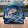 Maxcorners Fishing Ocean Scale Dynamic Splash Personalized Name 3D Cap (12 Fish Species)