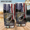 Maxcorners Fishing Tumbler Vertical American Flag Landscape Design Personalized Name Tumbler (13 Species)
