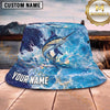 Maxcorners Fishing Bright Ocean Wave Splash Personalized 3D Bucket Hat (13 Fish Species)