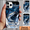 Maxcorners Black Grunge Water Splash Personalized Name Phone Case (13 Fish Species)