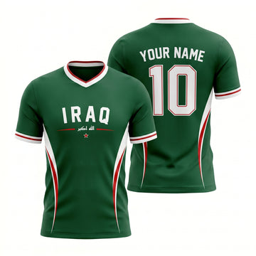 Maxcorners Iraq Green Soccer Jersey Custom Name & Number Football Shirt