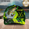 Maxcorners Fishing Green Neon Hook Splash Multiple Options Personalized Name 3D Cap (12 Fish Species)