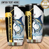 Maxcorners Fishing Tumbler Yellow Black Sport Stripe Design Personalized Name Tumbler (13 Species)