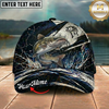 Maxcorners Fishing Black White Crack Texture Splash Personalized 3D Cap (12 Fish Species)