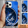 Maxcorners Fishing Dual Tone Swirl Wave Graphic Personalized Name Phone Case (12 Fish Species)
