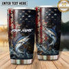 Maxcorners Fishing Tumbler Rustic Patriotic Flag Design Personalized Name Tumbler (13 Species)