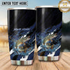 Maxcorners Fishing Tumbler Dark Navy Carbon Fiber Wave Design Personalized Name Tumbler (13 Species)