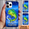 Maxcorners Deep Blue Water Splash Personalized Name Phone Case (13 Fish Species)