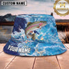 Maxcorners Fishing Bright Ocean Wave Splash Personalized 3D Bucket Hat (13 Fish Species)