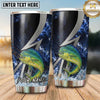 Maxcorners Fishing Tumbler Black Silver Lightning Bolt Design Personalized Name Tumbler (13 Species)