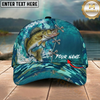 Maxcorners Fishing Aqua Camouflage Lace Up Personalized 3D Cap (12 Fish Species)