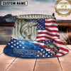 Maxcorners Fishing Patriotic American Flag Fishing with Bold Splash Personalized Name 3D Bucket Hat (13 Fish Species)