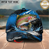 Maxcorners Fishing Blue Lightning Water Splash Personalized 3D Cap (12 Fish Species)