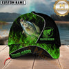Maxcorners Fishing Angler Green Flame Custom Name Personalized Cap  (12 Fish Species)