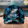 Maxcorners Fishing Black Aqua Marble Water Splash Personalized Name 3D Cap (12 Fish Species)