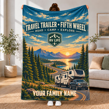 Maxcorners Open Road RV Adventure Custom Name 3D Blanket