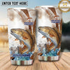 Maxcorners Fishing Tumbler White Blue Halftone Splash Design Personalized Name Tumbler (13 Species)