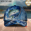 Maxcorners Fishing Ocean Scale Dynamic Splash Personalized Name 3D Cap (12 Fish Species)