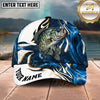 Maxcorners Fishing Blue Tribal Swirl Personalized Name 3D Shirt (13 Fish Species)