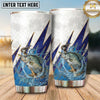Maxcorners Fishing Tumbler White Blue Thunderbolt Splash Design Personalized Name Tumbler (13 Species)