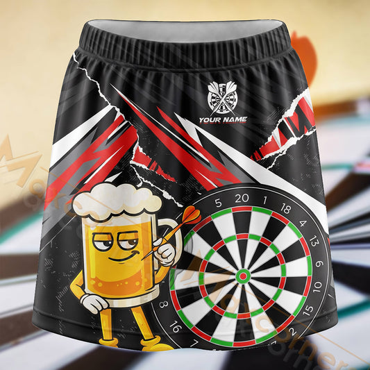 Maxcorners Darts Beer Mug Cartoon Dartboard Personalized 3D Skort, Skirts With Shorts