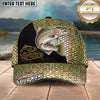 Maxcorners Fishing Gold Scale Black Panel Logo Personalized Name 3D Cap (12 Fish Species)