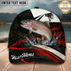 Maxcorners Fishing Black Red Abstract Stripe Personalized 3D Cap (12 Fish Species)