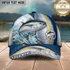 Maxcorners Fishing Olive Scale Wave Splash Circle Logo Personalized Name 3D Cap (12 Fish Species)