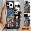 Maxcorners Fishing Patriotic USA Flag Mountain Angler Silhouette Personalized Name Phone Case (10 Fish Species)
