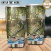 Maxcorners Fishing Tumbler Forest Topographic Compass Design Personalized Name Tumbler (13 Species)