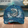 Maxcorners Fishing Blue Scale Water Texture Personalized 3D Cap (12 Fish Species)