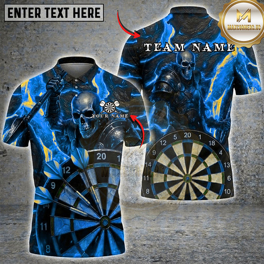 Maxcorners Darts Armored Skull Lightning Dartboard Multiple Options Personalized Name, Team Name 3D Shirt