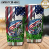 Maxcorners Fishing Tumbler Patriotic Flag Grass Design Personalized Name Tumbler (13 Species)