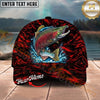 Maxcorners Fishing Red Flame Water Splash Personalized Name 3D Cap (12 Fish Species)