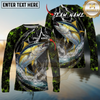 Maxcorners Fishing Lightning Hexagon Personalized Name, Team Name Long Sleeve Shirt (9 Fish Species)