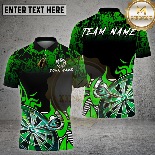 Maxcorners Darts Shirt Blue Tribal Flame Dartboard Impact Multicolor Options Personalized Name, Team Name 3D Shirt (4 Colors)