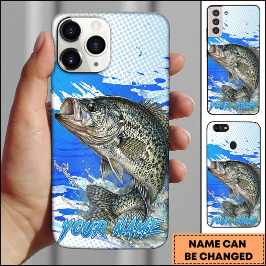 Maxcorners Fishing Crappie Water Splash Blue Pop Art Personalized Name Phone Case