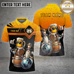 Maxcorners Bowling Beer Mug & Pin Cartoon Party Graphic Multi Options Personalized Name, Team Name 3D Shirt