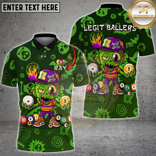 Maxcorners Zombie Billiards Shirt Cartoon Horror Graphic Multi Options Personalized Name, Team Name Unisex 3D Shirt For Ray