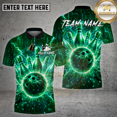 Maxcorners Bowling Neon Cyberpunk Lightning Strike Graphic Multi Options Personalized Name, Team Name 3D Shirt