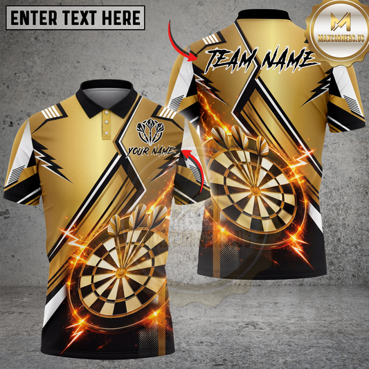 Maxcorners Dart Shirt Lightning Strike Dartboard Luxury Sport Design Multicolor Options Personalized Name, Team Name 3D Shirt (4 Colors)