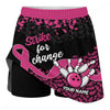 Maxcorners Customized Bowling Trouser Skirts With Shorts Underneath, Bowling Ribbon Strike For Change With Pockets