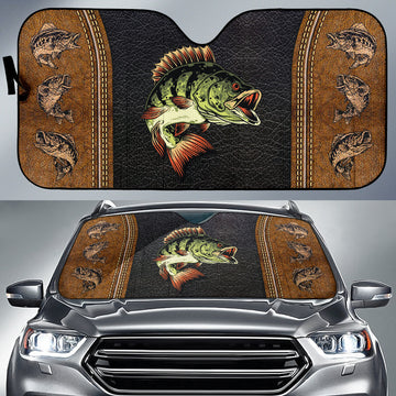 Maxcorners Largemouth Bass Fishing Leather Style Auto Sun Shade