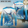Maxcorners Fishing Ocean Splash Personalized Name, Team Name Long Sleeve Shirt (9 Fish Species)