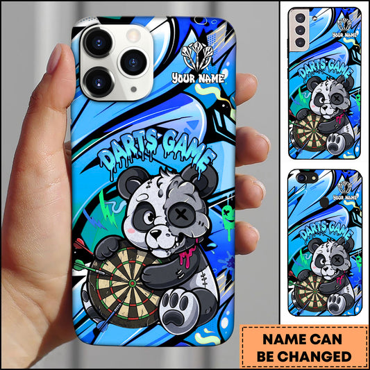 Maxcorners Cartoon Panda Dart Game Graffiti Style Multicolor Options Personalized Name 3D Phonecase